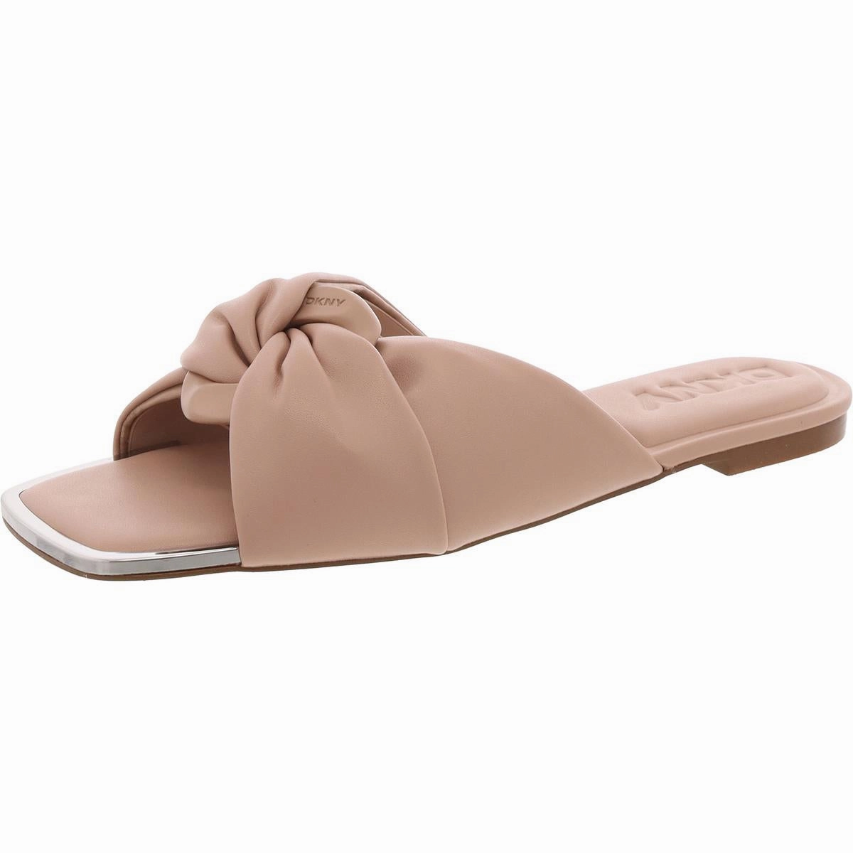 Doretta Womens Faux Leather Square Toe Slide Sandals