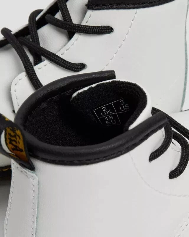 Dr. Martens 1460 Crib Bootie Baby 3 White Leather Round Toe Ankle Boots ERK296 (White,3)