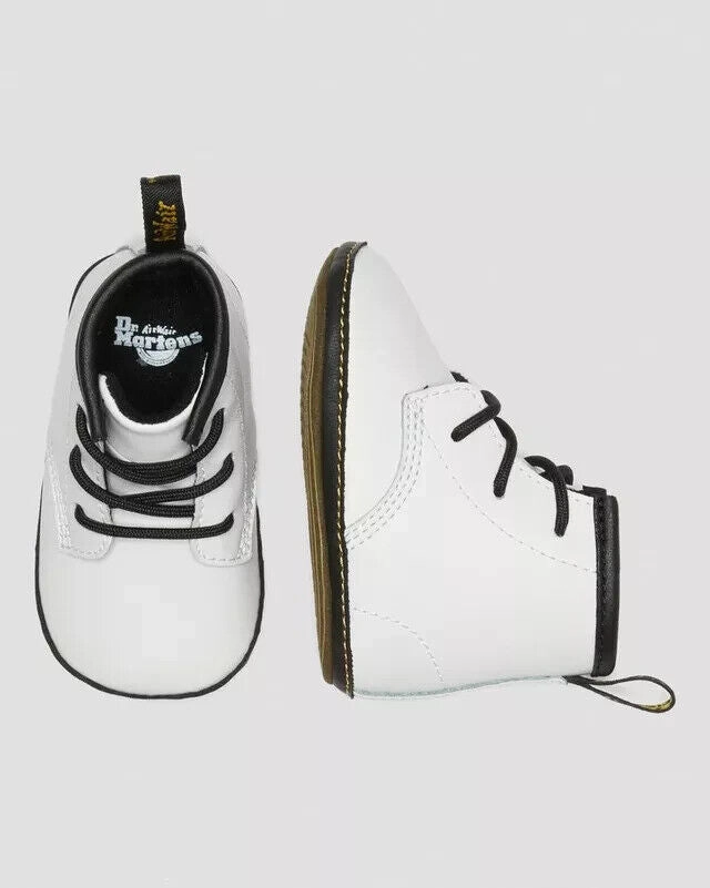 Dr. Martens 1460 Crib Bootie Baby 3 White Leather Round Toe Ankle Boots ERK296 (White,3)