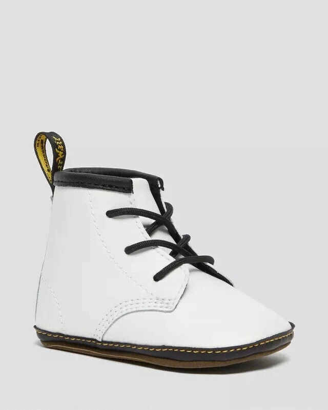 Dr. Martens 1460 Crib Bootie Baby 3 White Leather Round Toe Ankle Boots ERK296 (White,3)
