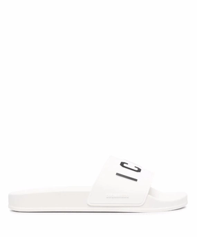 Dsquared2 logo-print slides Mens Shoes online flash sale