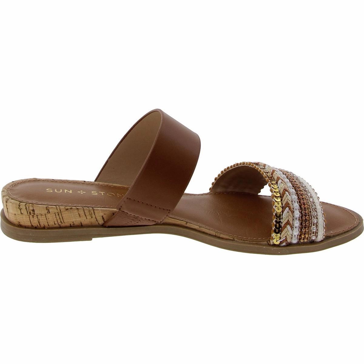 Easten 3 Womens Beaded Manmade Slide Sandals
