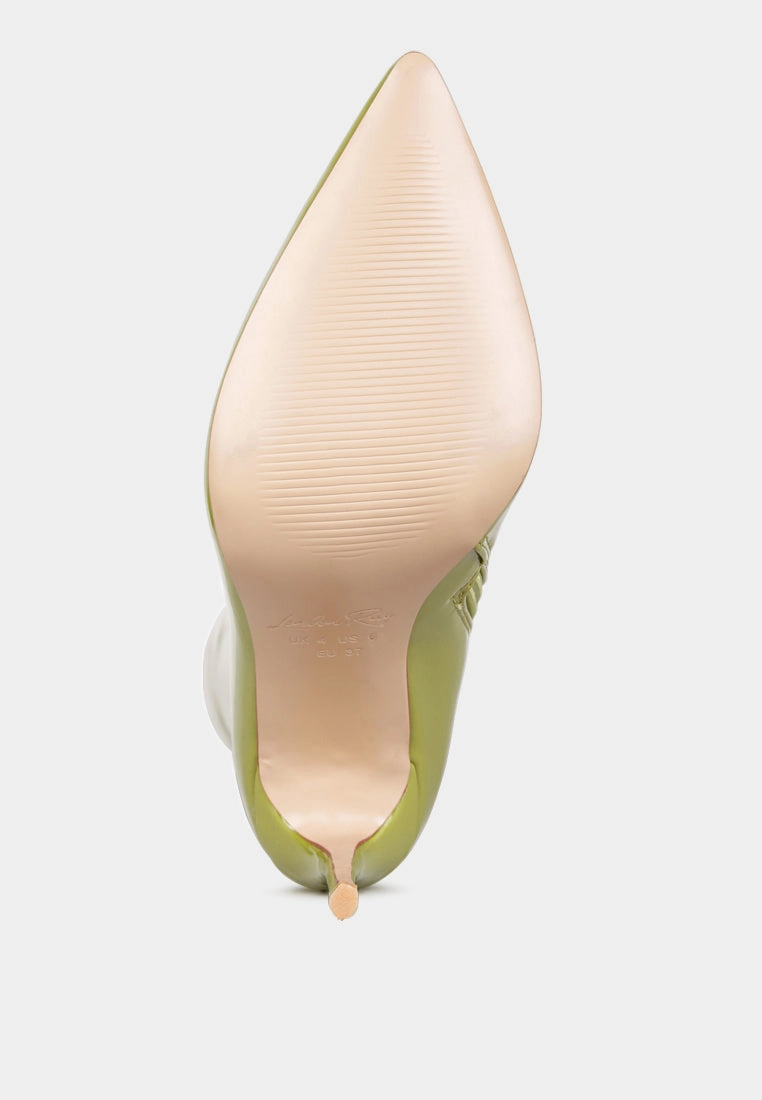 eclectic patent pu long stiletto boots