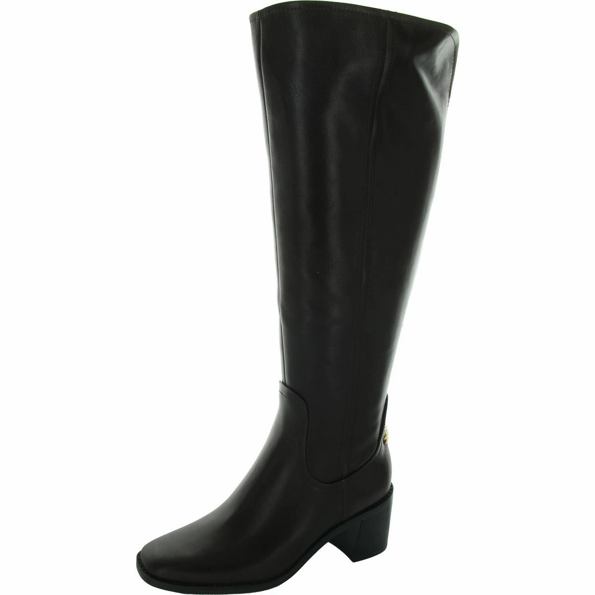 Edda Womens Leather Wide Calf Knee-High Boots
