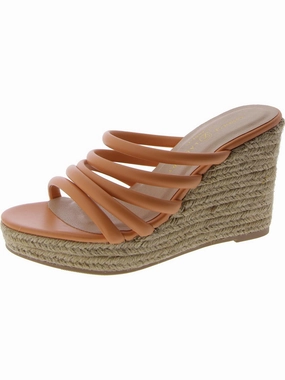 Eleana Womens Faux Leather Slides Espadrilles Promo offer on Womens Sandals