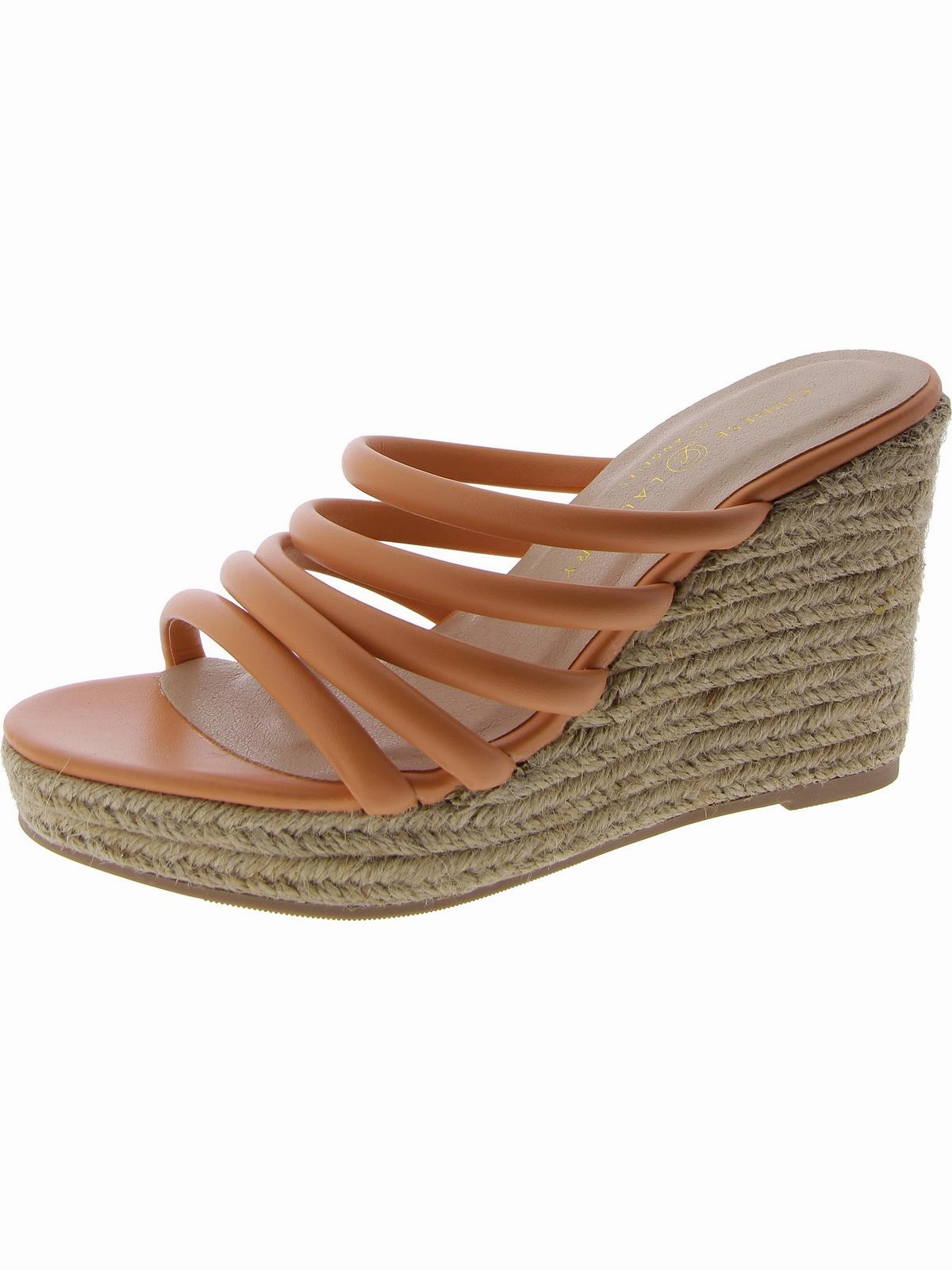 Eleana Womens Faux Leather Slides Espadrilles Promo offer on Womens Sandals
