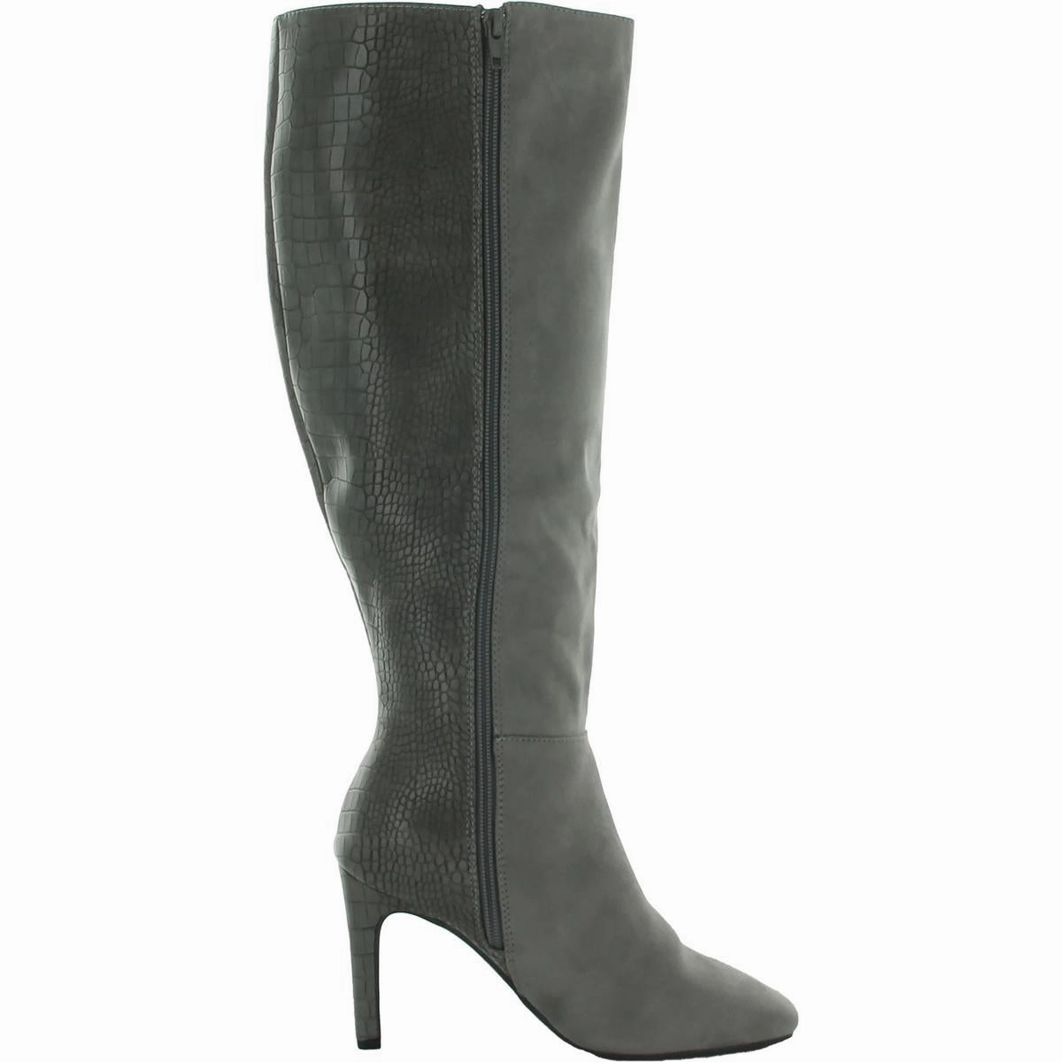 elisabeth Womens Zip Up Snake Print Knee-High Boots