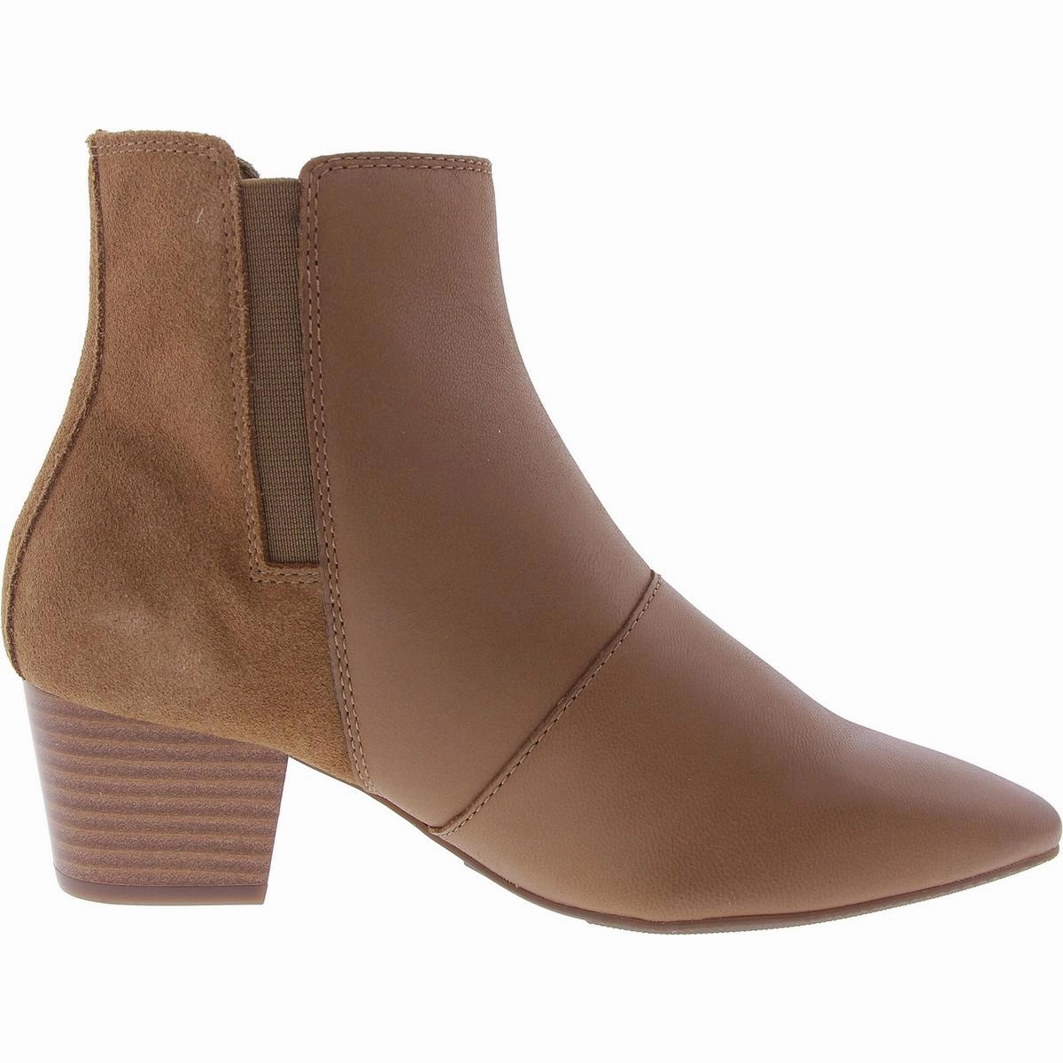 ELLANIE VIBE Womens Block Heel Leather Ankle Boots
