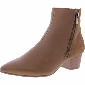 ELLANIE VIBE Womens Block Heel Leather Ankle Boots Womens Winter Boots promo deal