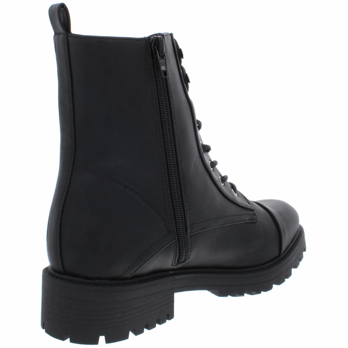 Elmhurst Womens Faux Leather Lug Soul Combat Boots