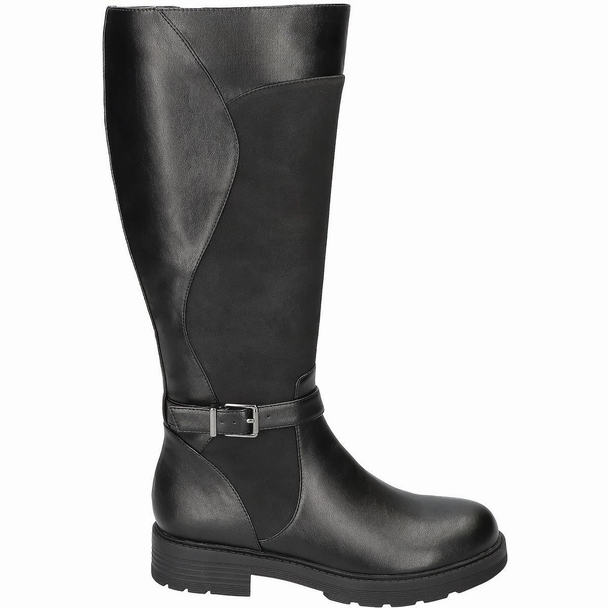 Erica Womens Double Zipper Faux Leather Knee-High Boots