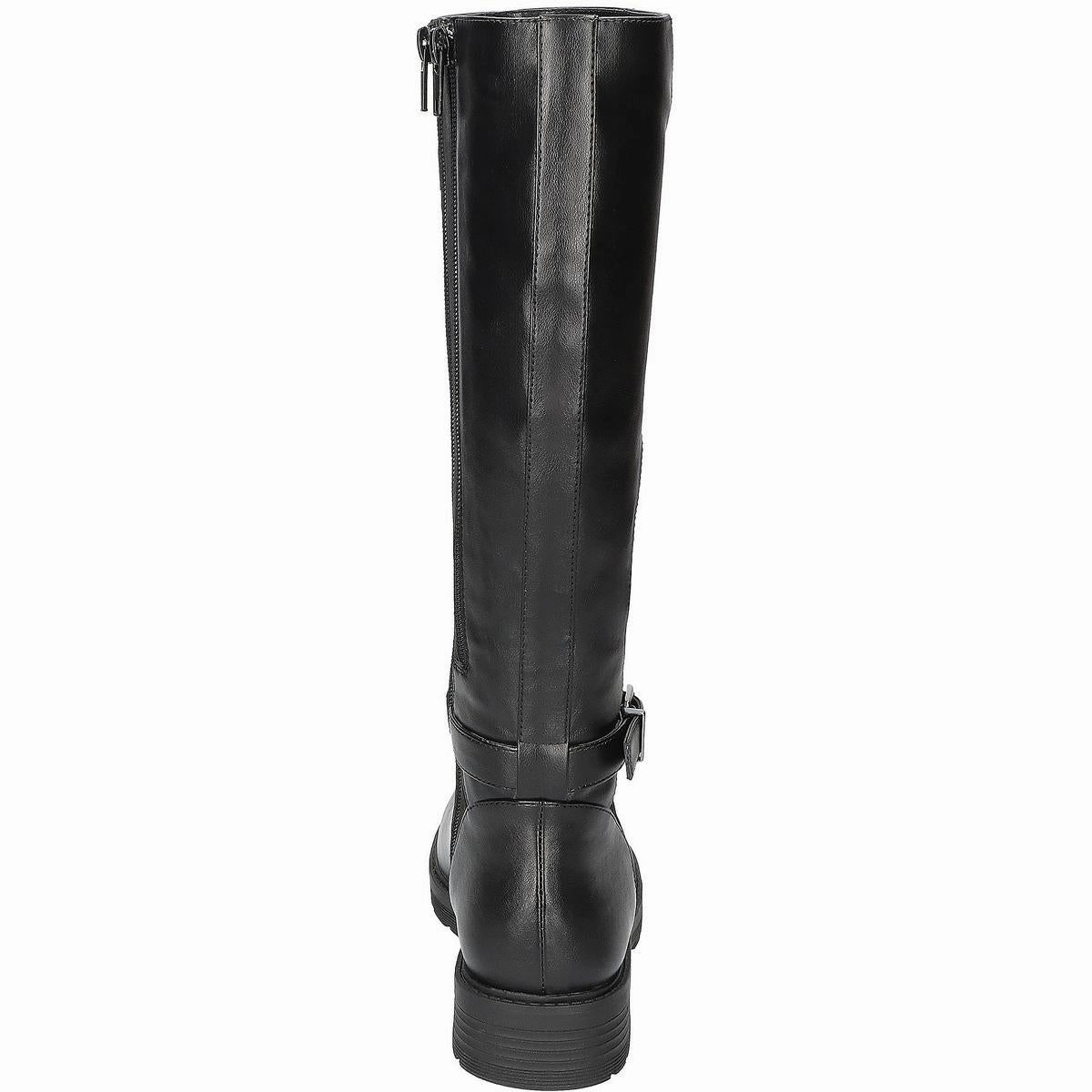 Erica Womens Double Zipper Faux Leather Knee-High Boots