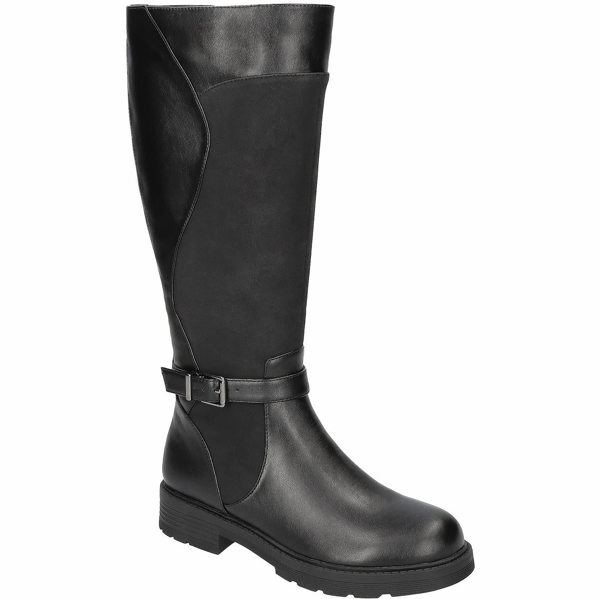 Erica Womens Double Zipper Faux Leather Knee-High Boots
