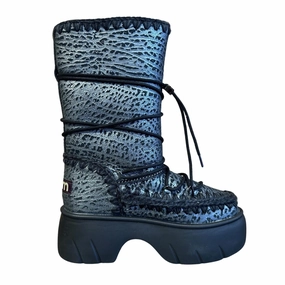 Eskimo Snow Boot In Metal Print Silver On Black Womens Winter & Rain Boots online