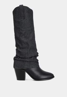 fab cowboy boots with denim sleeve detail Top-rated Womens Boots outlet
