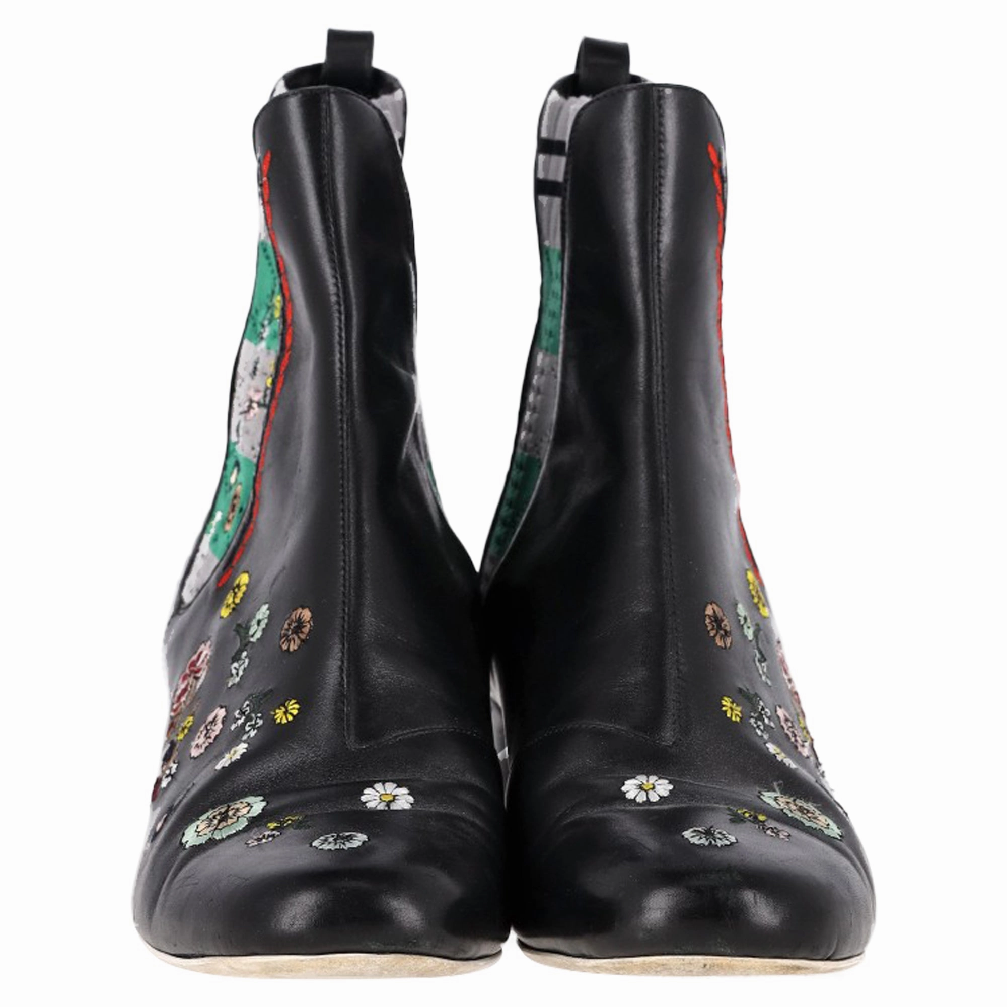 Fendi Floral Ankle Boots in Black Leather
