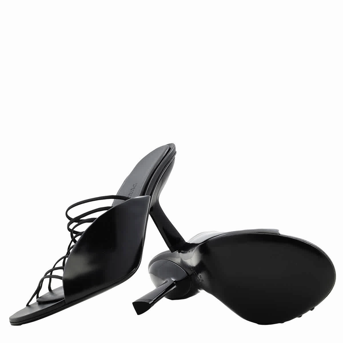 Ferragamo Black Leather Altaire 85 Sandals