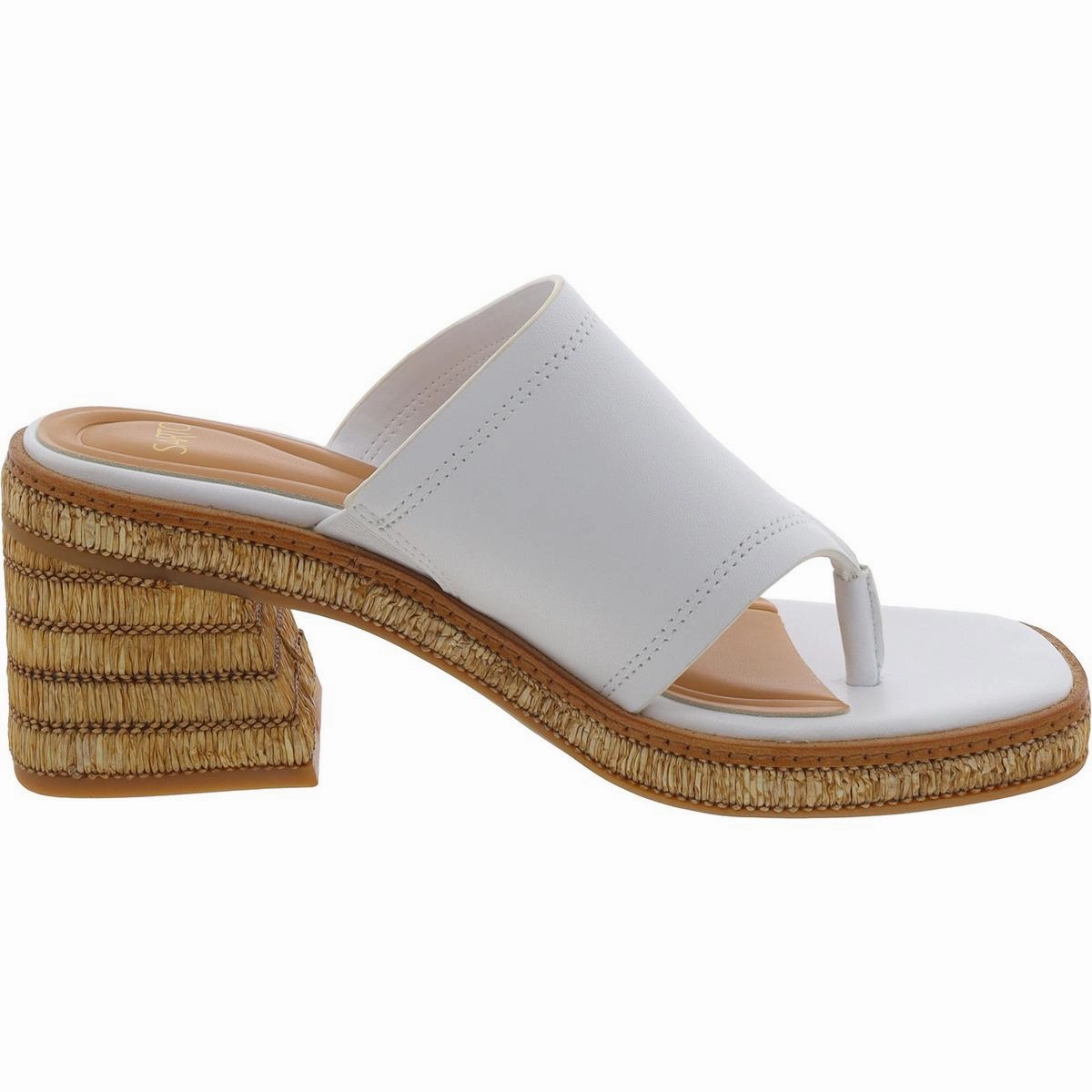 Ferrara Womens Leather Thong Block Heel