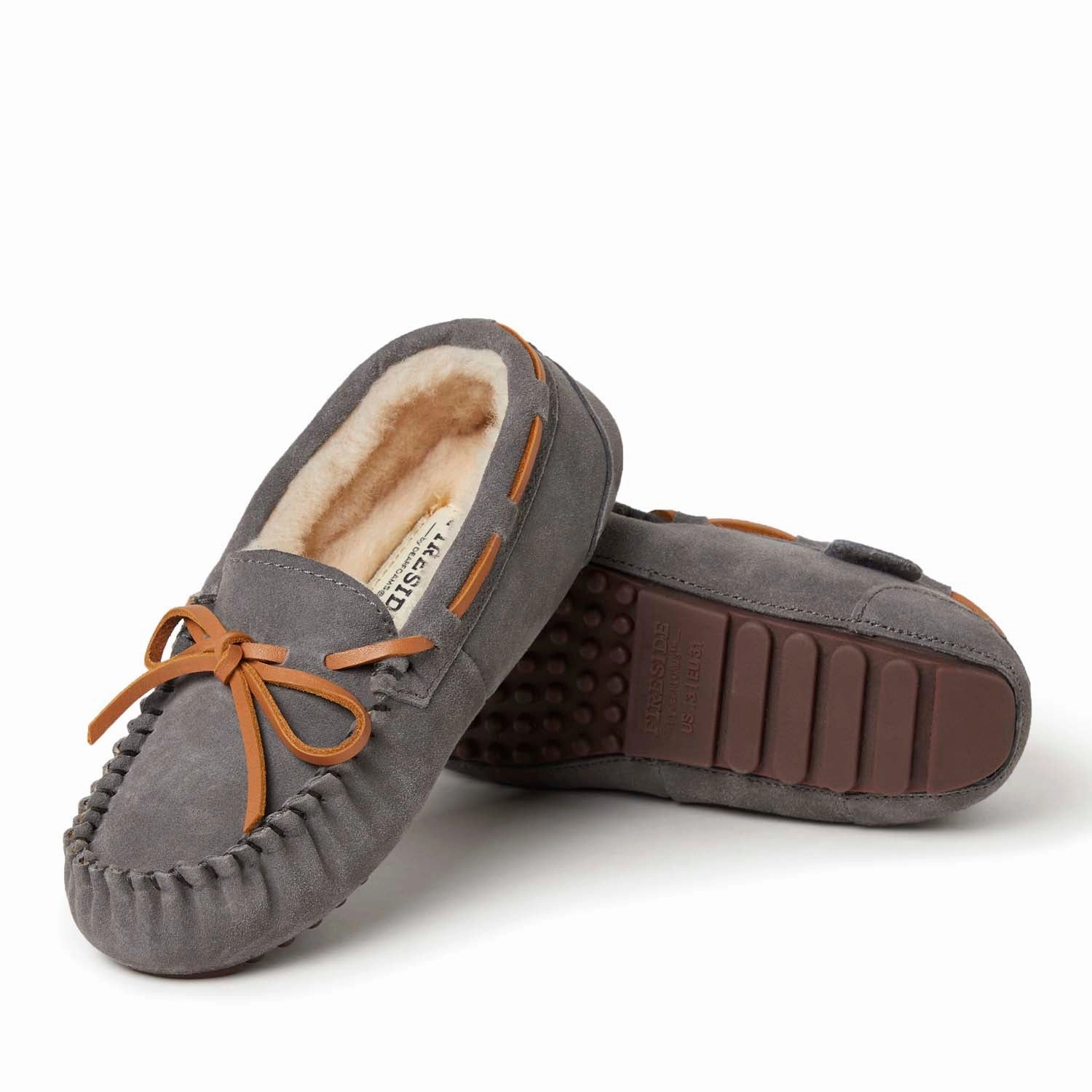 Fireside By Dearfoams Kid's Parke Genuine Shearling Moccasin