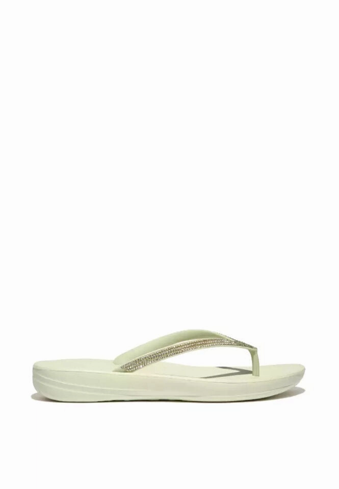FitFlop Iqushion DG5-A32 Flip Flop Sandals Women's Minty Green Ombre Sparkle Stylish Womens Slides & Sandals