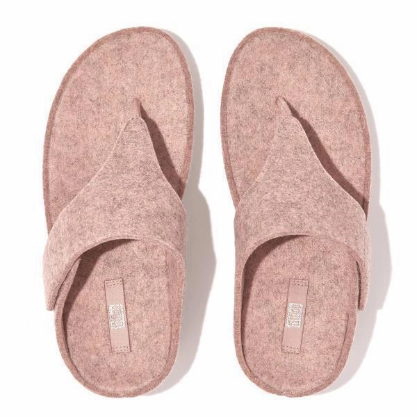 FitFlop Shuv E01 FR7-137 Toe Post Sandals Women's Beige Adjustable Felt Comfort Stylish Womens Slides & Sandals