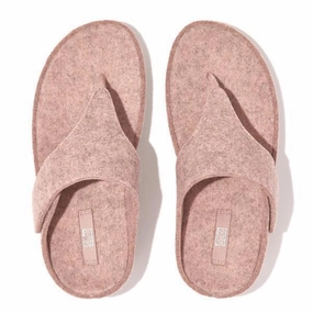 FitFlop Shuv E01 FR7-137 Toe Post Sandals Women's Beige Adjustable Felt Comfort Stylish Womens Slides & Sandals