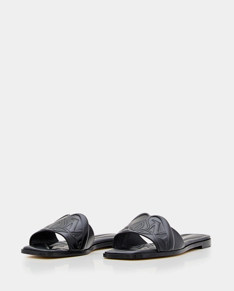Flat Leather Slide Sandal