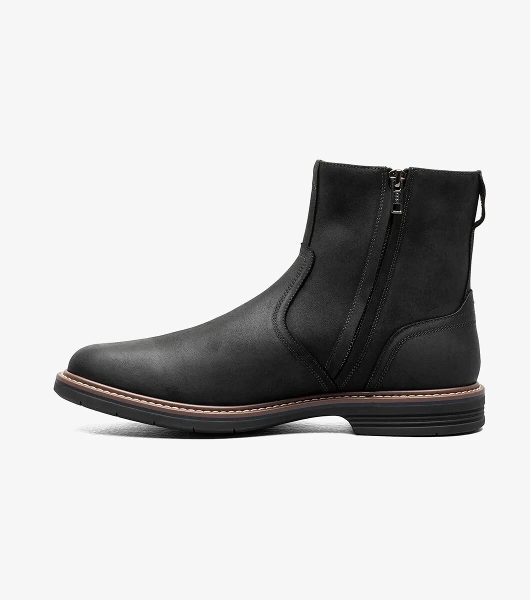 Florsheim Norwalk Boots Men's 13 Black Leather Plain Toe Side Zip Ankle ZOGG196