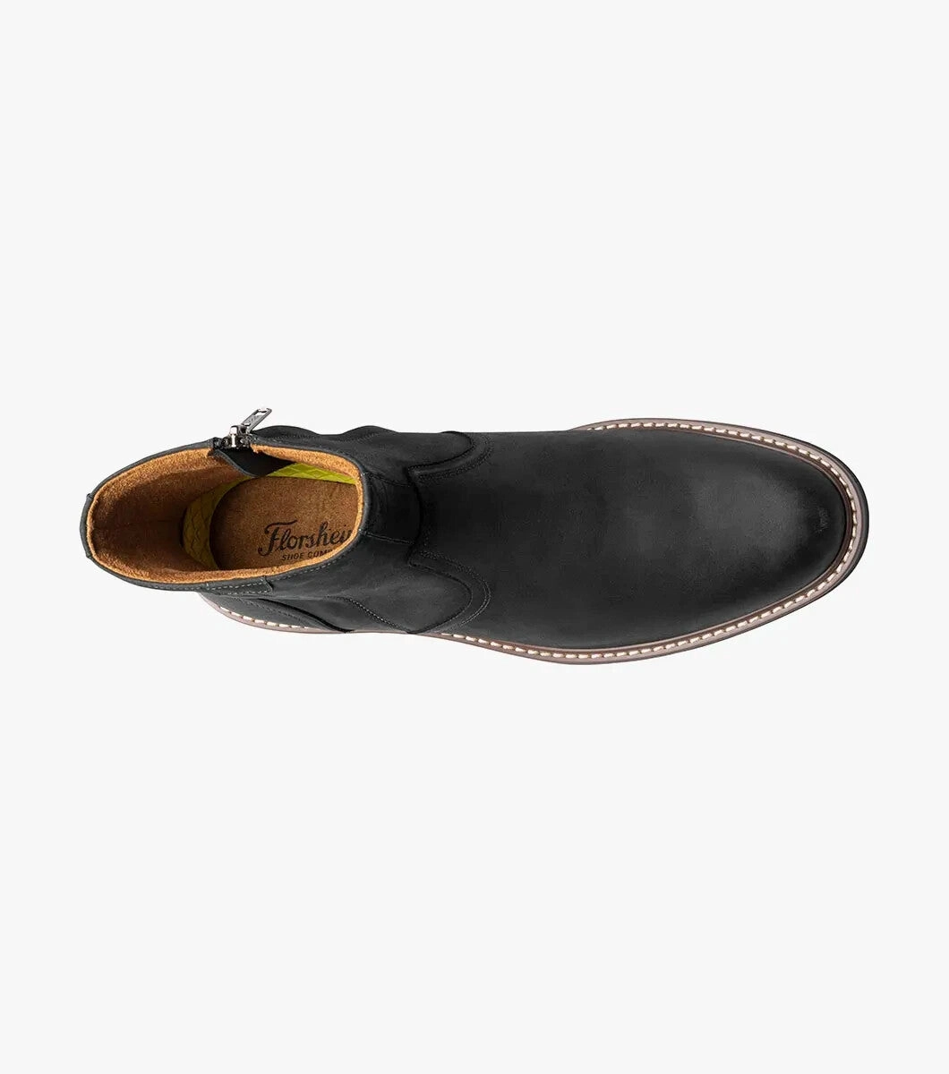 Florsheim Norwalk Boots Men's 13 Black Leather Plain Toe Side Zip Ankle ZOGG196