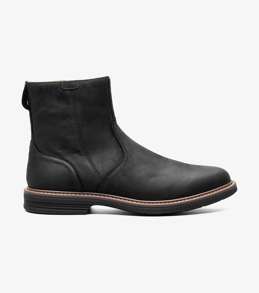 Florsheim Norwalk Boots Men's 13 Black Leather Plain Toe Side Zip Ankle ZOGG196