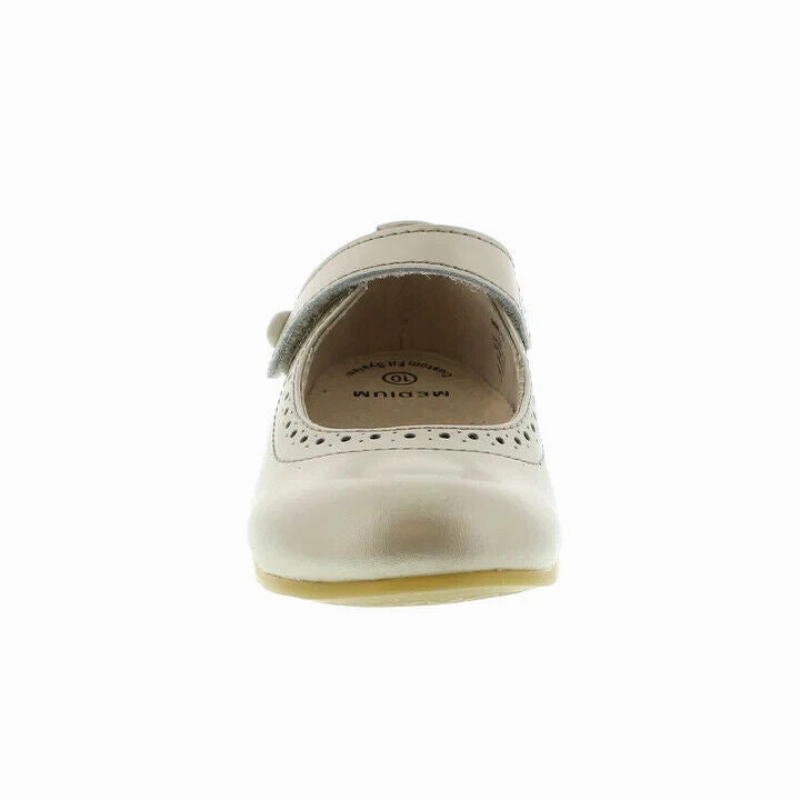 FootMates Emma 3104 Mary Jane Girls US 9.5 Soft Gold Leather Dress Shoes ZPO694 (Gold,9.5)