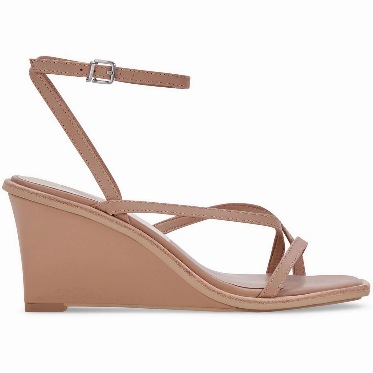 Gemini Womens Leather Ankle Strap Wedge Sandals