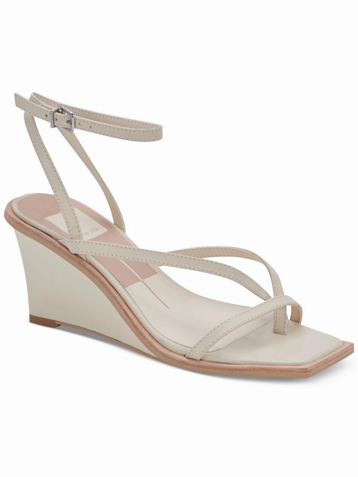 Gemini Womens Leather Ankle Strap Wedge Sandals