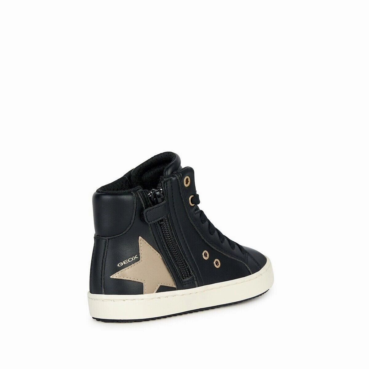 Geox Kalispera Sneakers Girls Kids US 3.5 Black High Top Lifestyle Shoes FZP376
