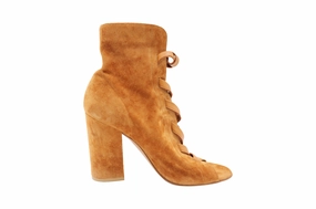 Gianvito Rossi Brooklyn Peep-Toe Ankle Boots in Brown Suede Womens Boots clearance offers