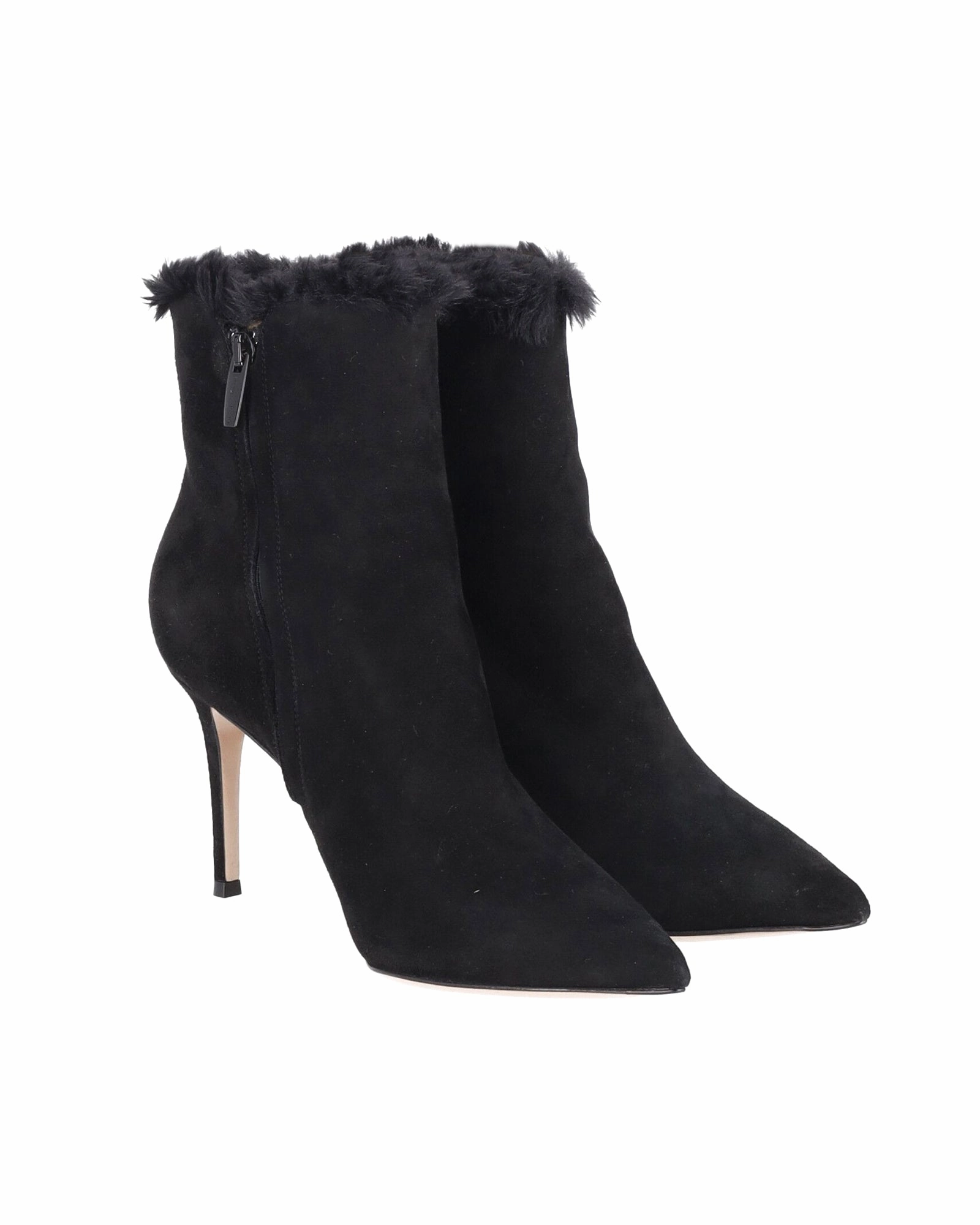 Gianvito Rossi Fur Lined Ankle Boots in Black Suede