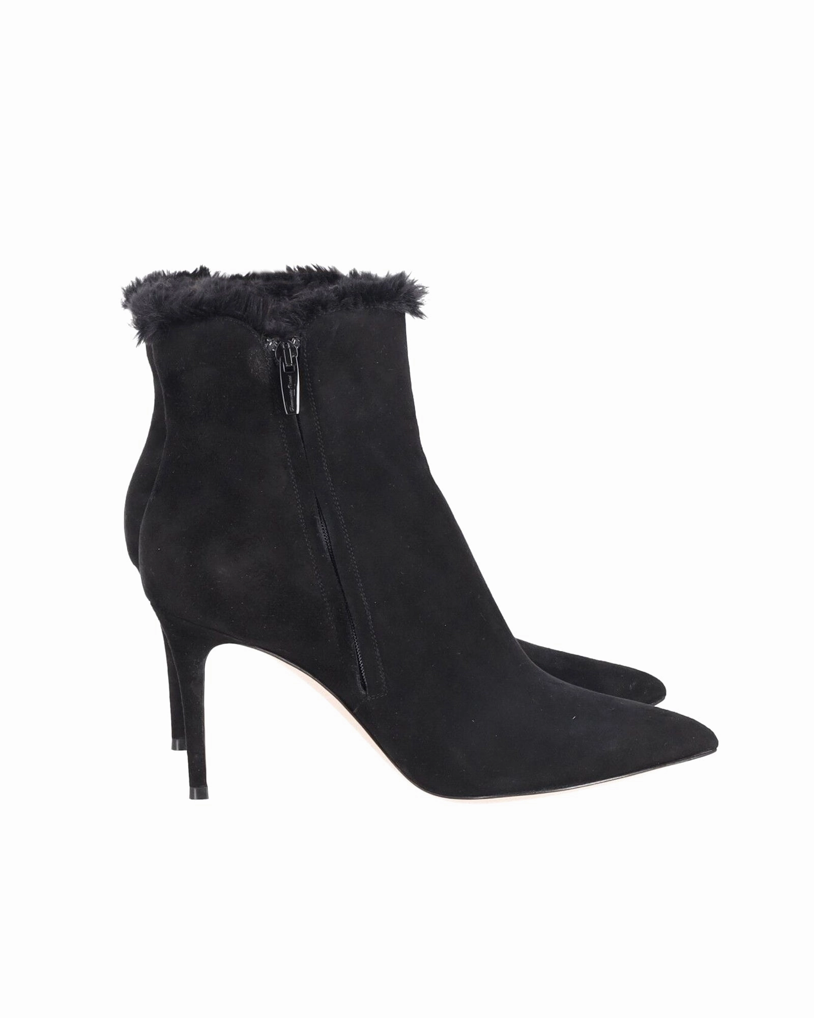 Gianvito Rossi Fur Lined Ankle Boots in Black Suede Womens Boots clearance offers