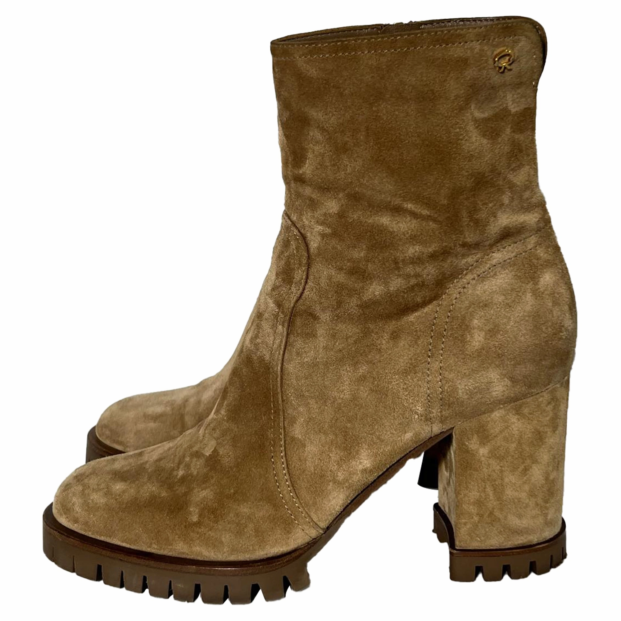 Gianvito Rossi Timber Zipped Ankle Boots in Brown Suede