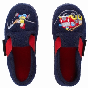 Giesswein Boys Navy | Red Fire Dog Slippers Discount Boys Footwear online