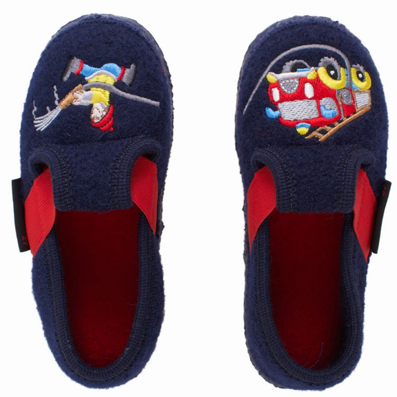Giesswein Boys Navy | Red Fire Dog Slippers Discount Boys Footwear online