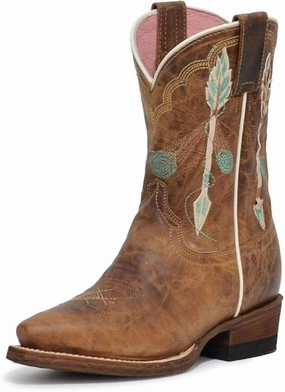 Girl's Arrow Feather Leather Sole Boots In Brown Stylish Girls Shoes outlet