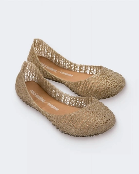 Girl's Campana Papel Flat In Gold Glitter Online sale for Girls Shoes