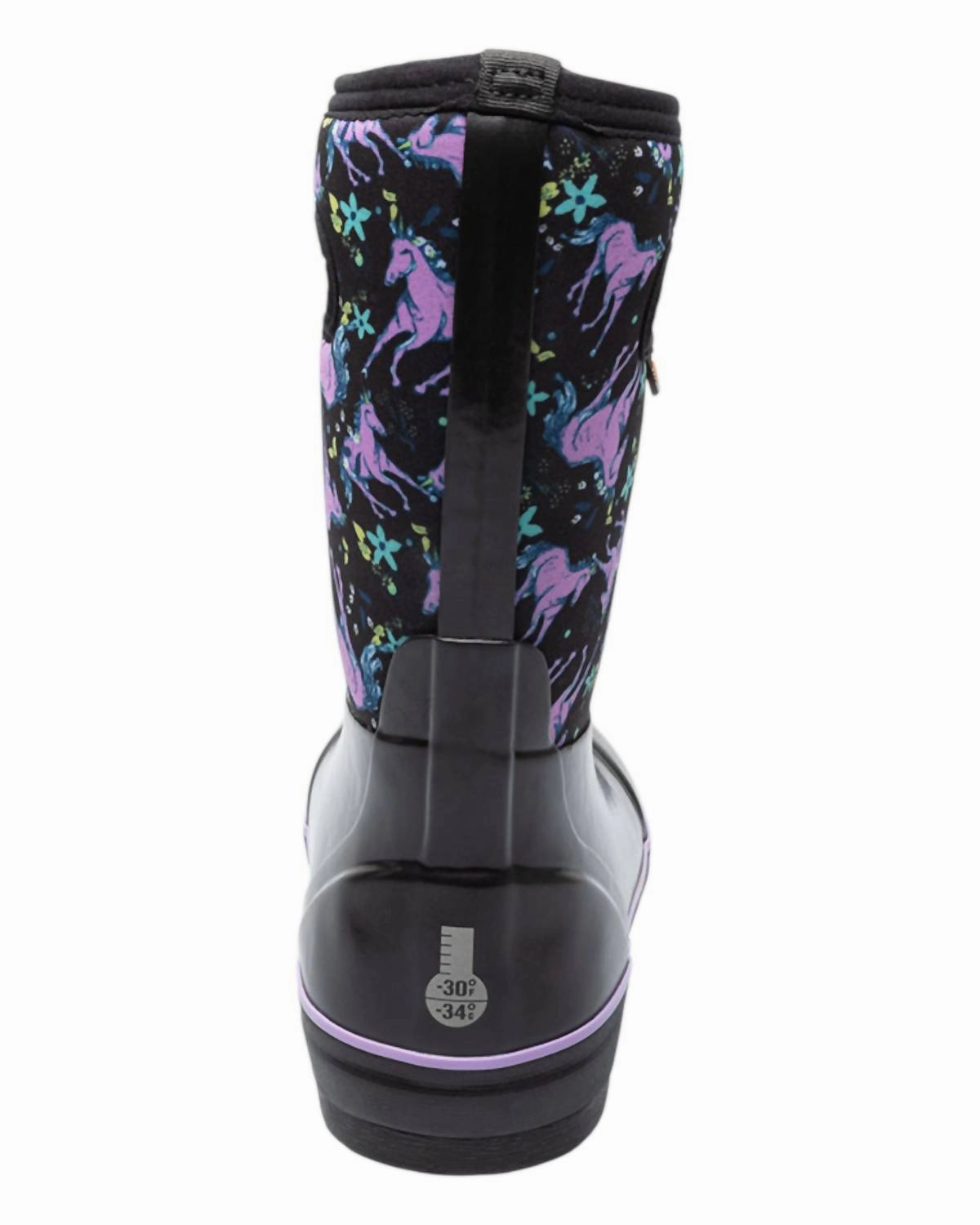 Girl's Classic Unicorn Boots In Black Multi