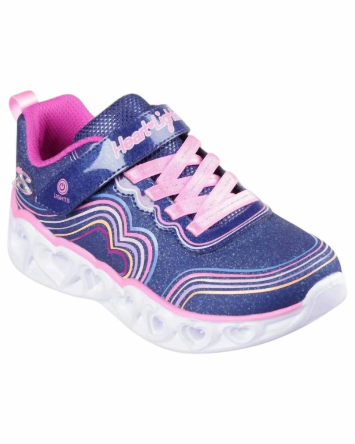 Girl's Heart Lights Retro Hearts Sneakers In Navy Multi Online sale for Girls Shoes