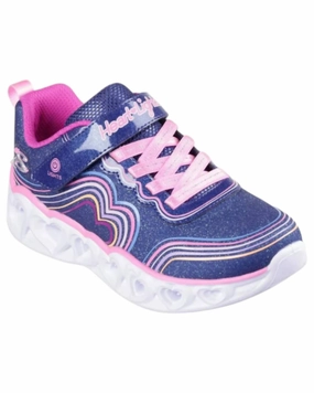 Girl's Heart Lights Retro Hearts Sneakers In Navy Multi Online sale for Girls Shoes