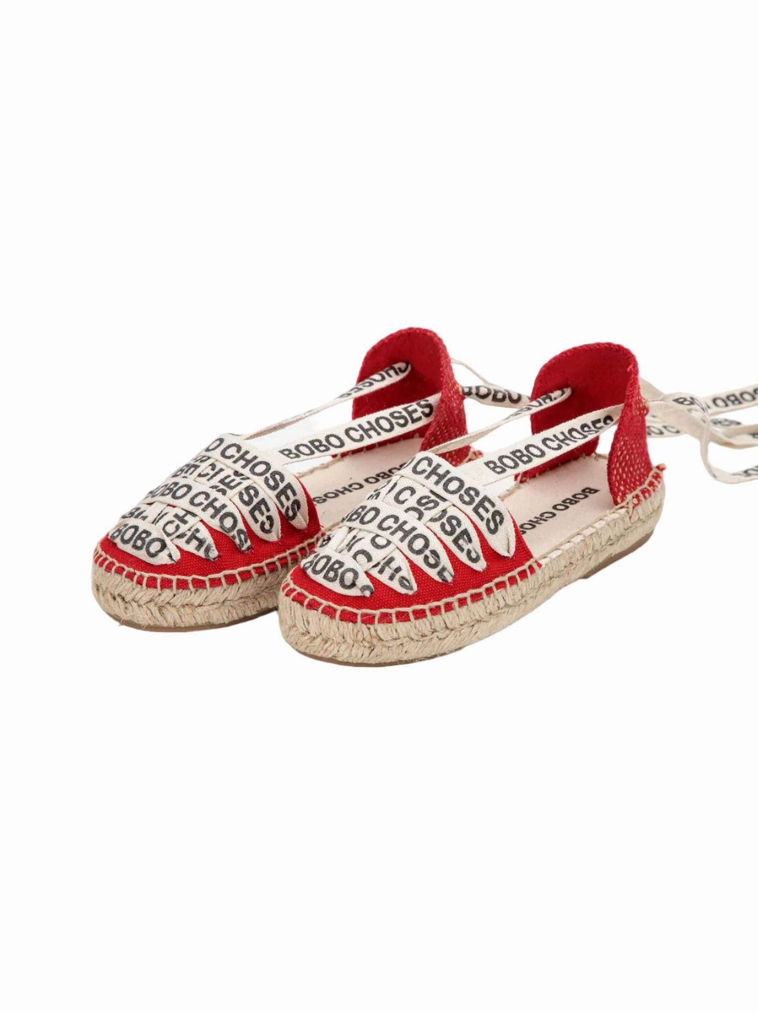 Girl's Lace-Up Cotton Espadrille In Red