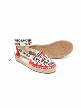 Girl's Lace-Up Cotton Espadrille In Red Girls Sandals summer sale