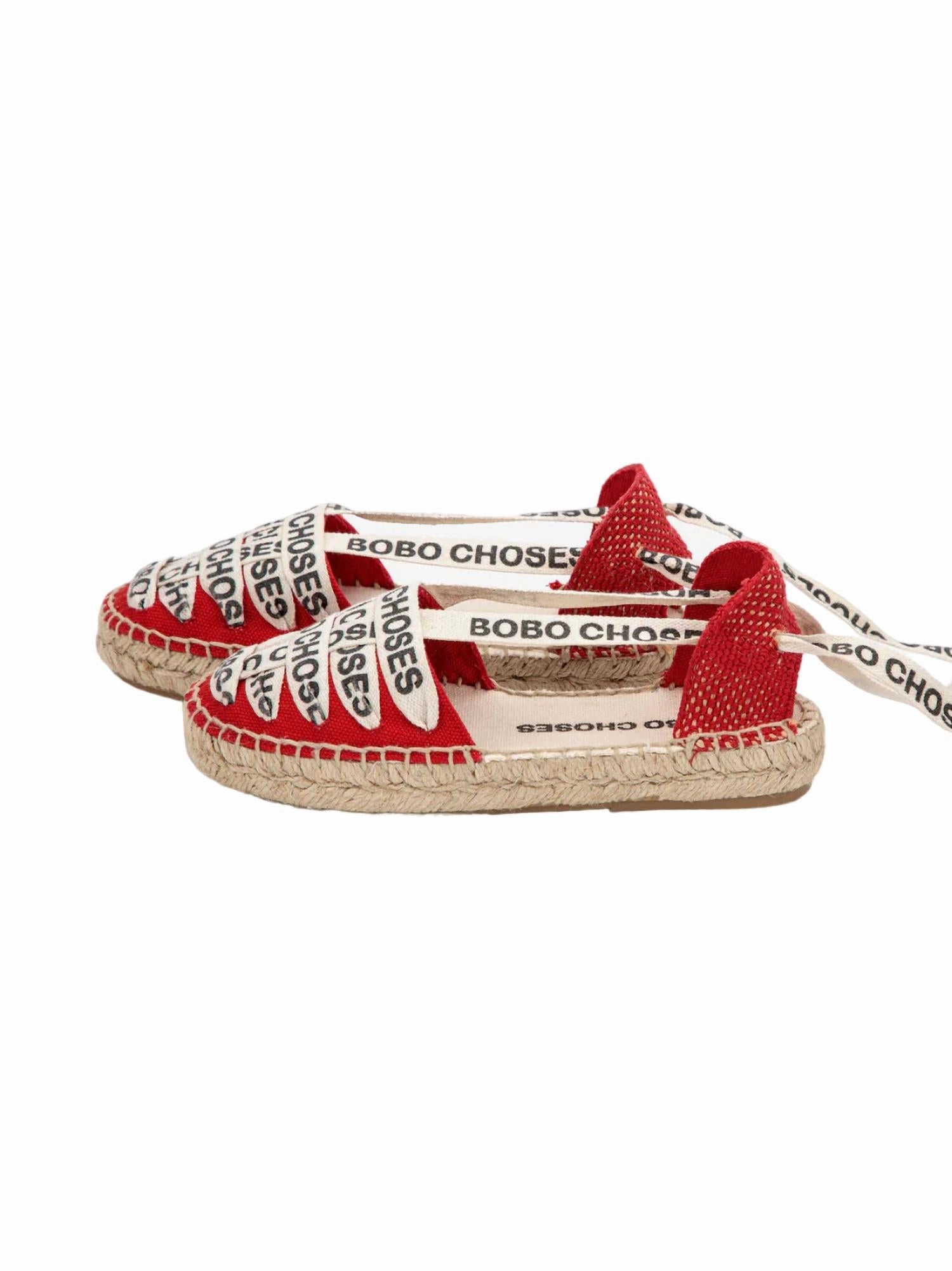 Girl's Lace-Up Cotton Espadrille In Red