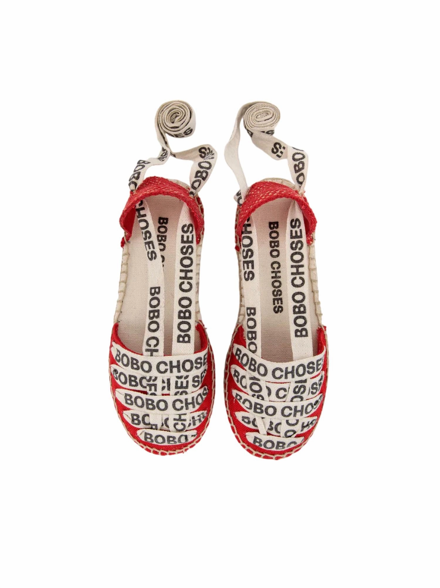 Girl's Lace-Up Cotton Espadrille In Red