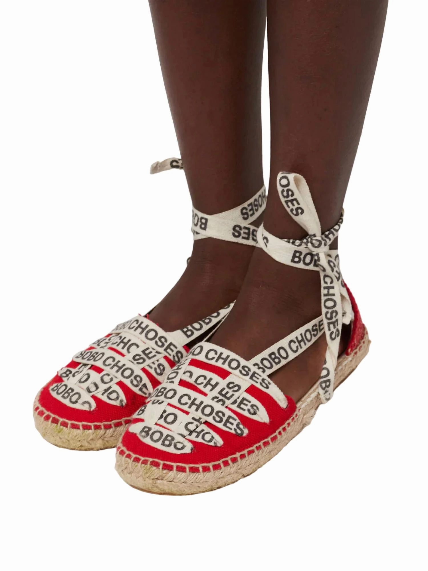 Girl's Lace-Up Cotton Espadrille In Red